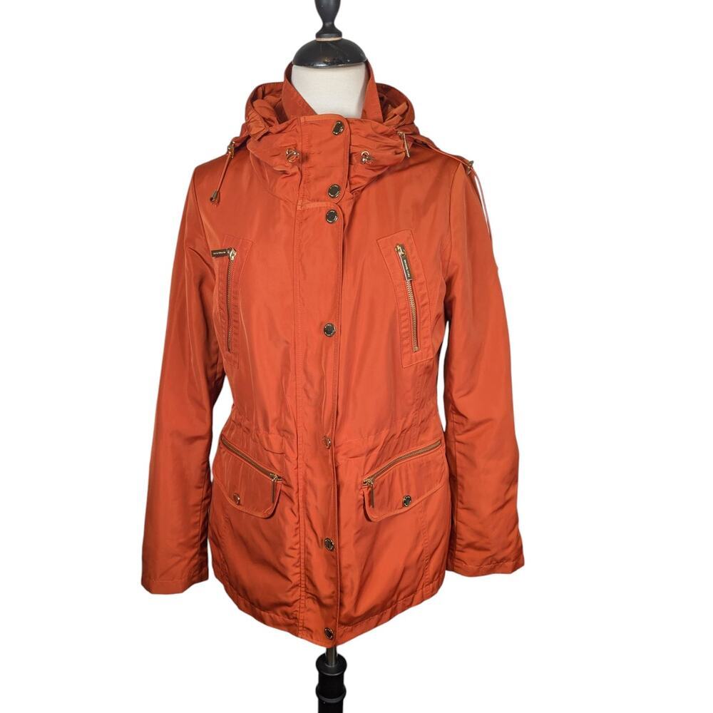 Michael Kors Women's Size Small Burnt Orange Rain Jacket with Mesh Lining